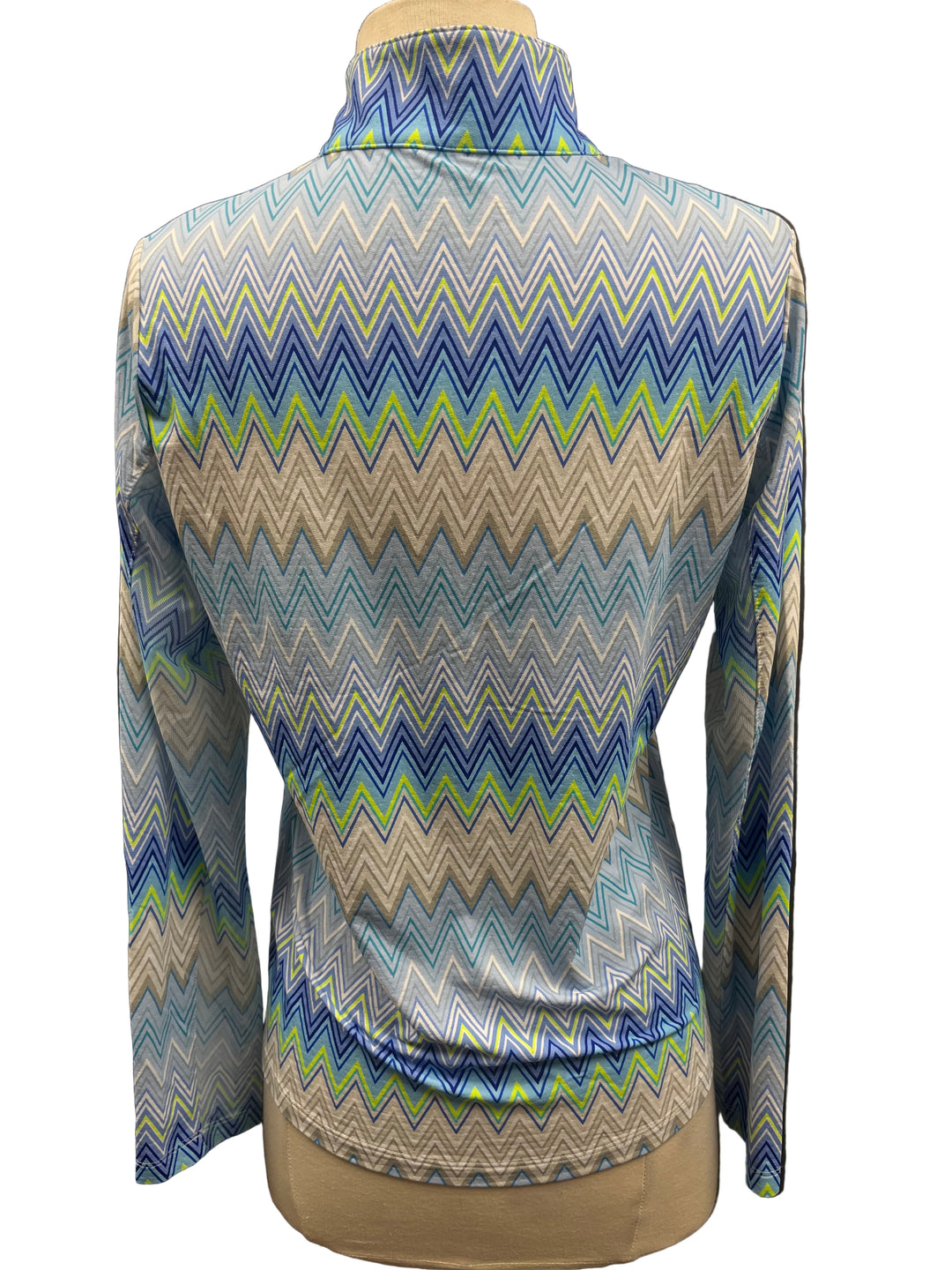 IBKUL Long Sleeve Mock Neck Top - Neon Zig-Zag - Small - Skorzie
