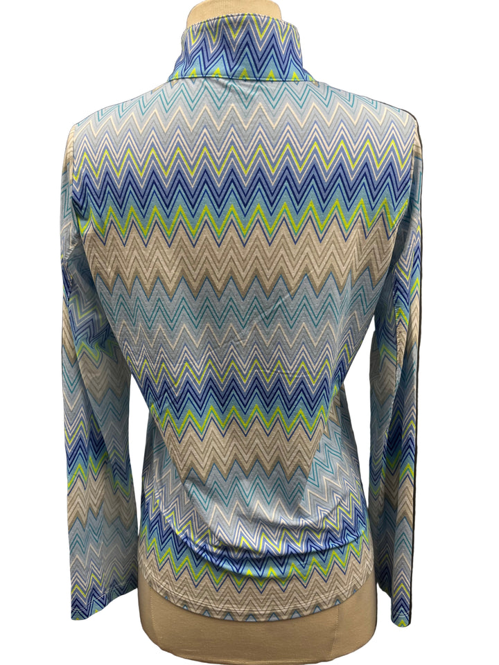 IBKUL Long Sleeve Mock Neck Top - Neon Zig-Zag - Small - Skorzie
