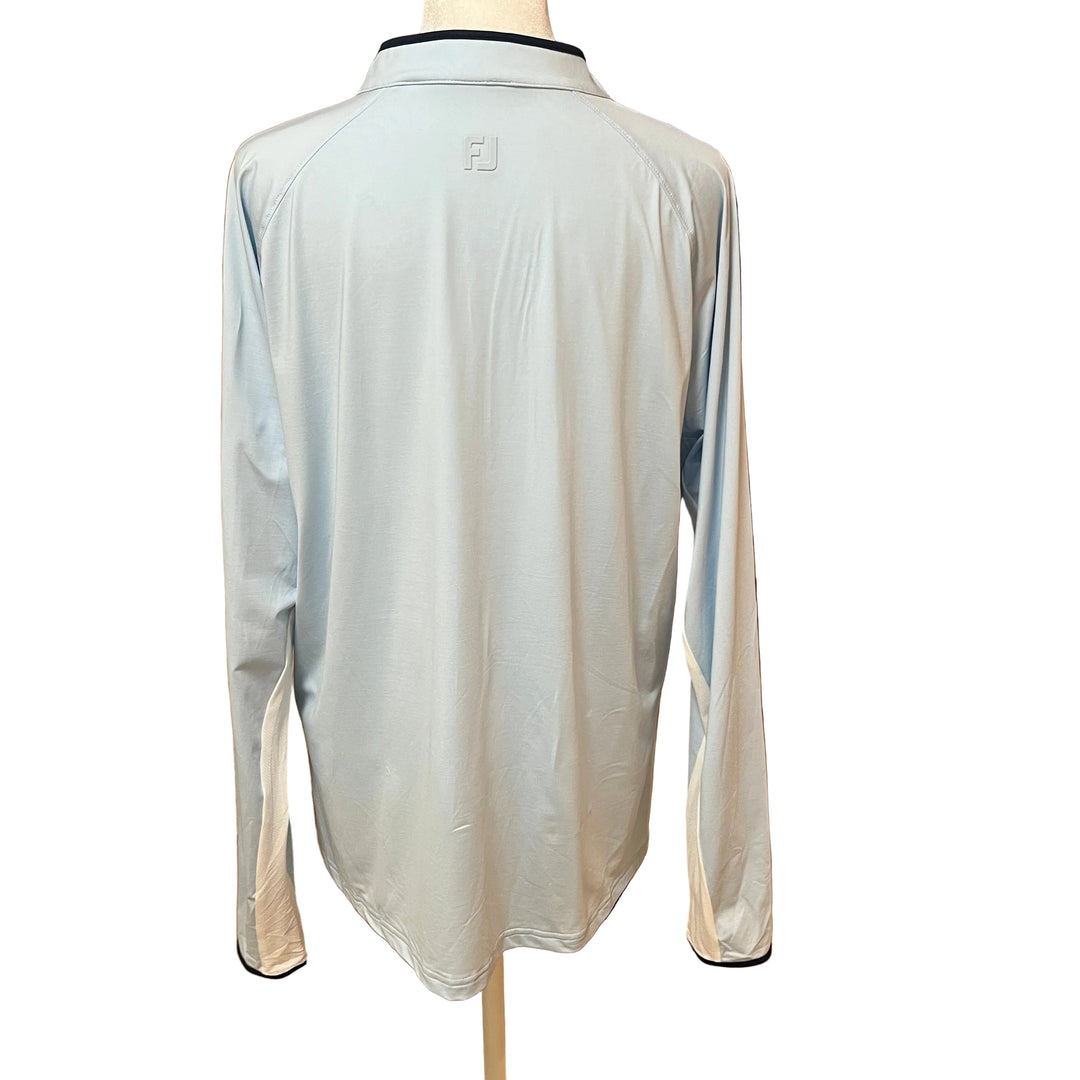 FootJoy Sun Protection 1/4 Zip Long Sleeve (w/logo) - Sky Blue - X-Large - Skorzie