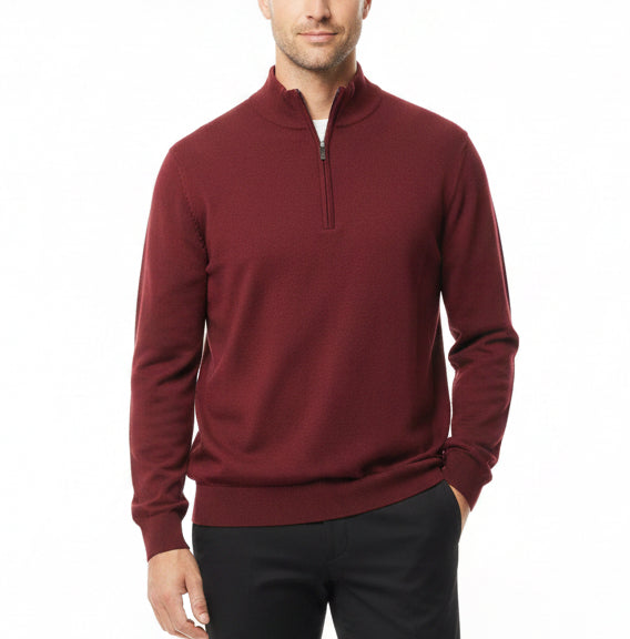 Turtleson Men's Quarter Zip Sweater Marshall (w/ logo) Syrah Heather Size XL