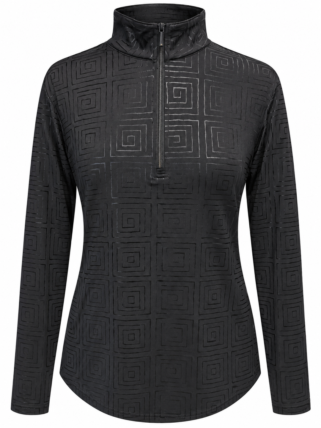 SanSoleil Maze Long Sleeve Foil Print Mock - Black