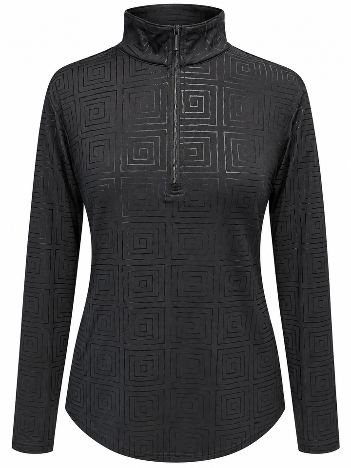 SanSoleil Maze Long Sleeve Foil Print Mock - Black