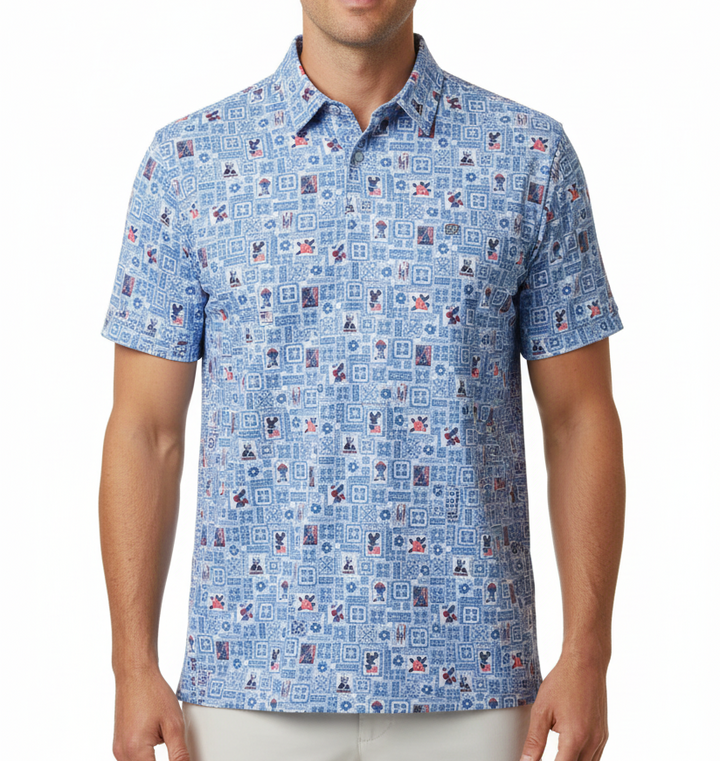 Straight Down Men's Golf Polo Aloha 250 Cobalt Size L