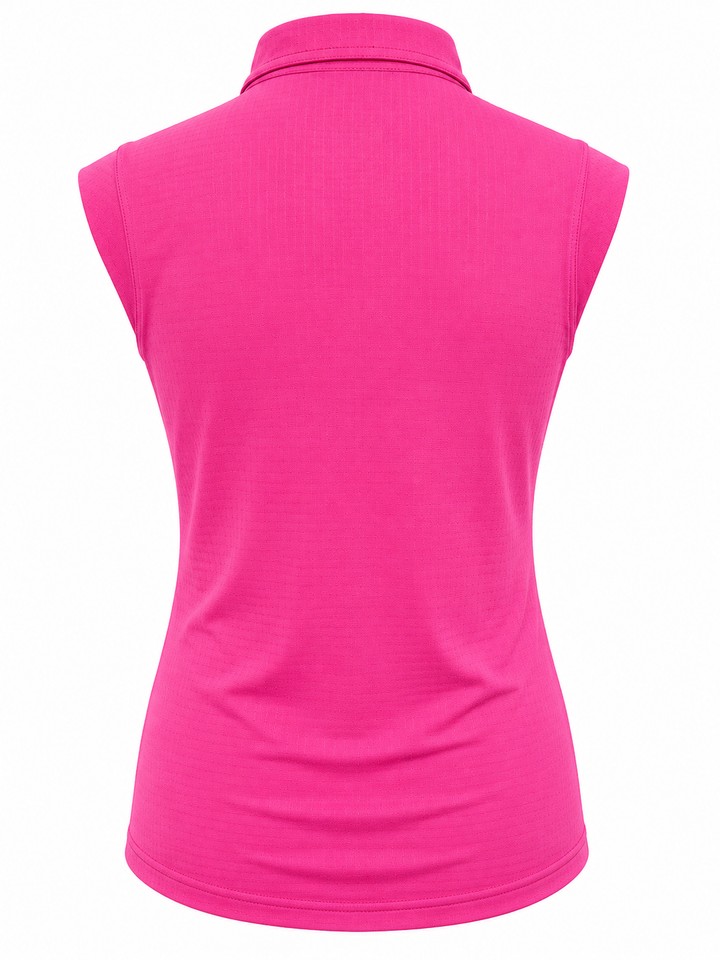IBKUL Womens Riley Sleeveless Zip Polo - Hot Pink