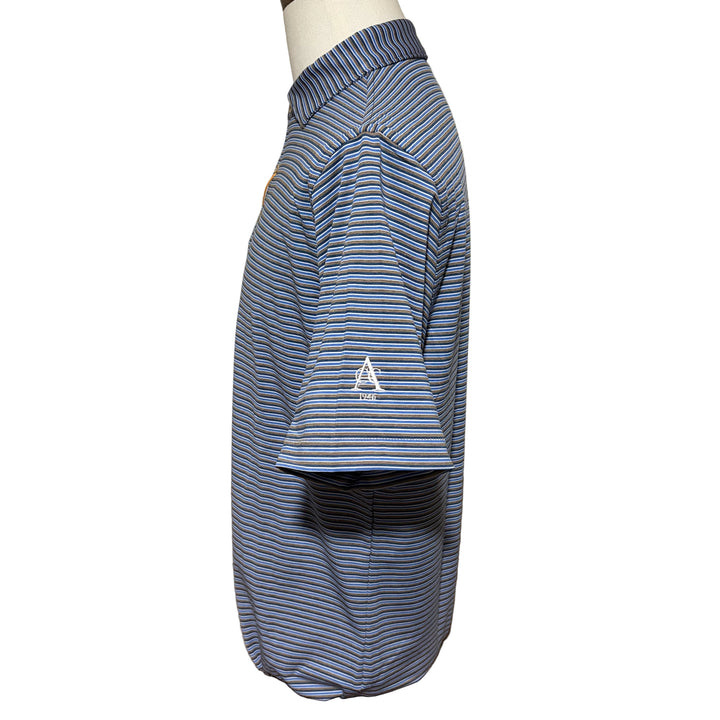 Peter Millar Lenway Performance Jersey Polo (w/logo) - Blue/Brown - Medium - Skorzie