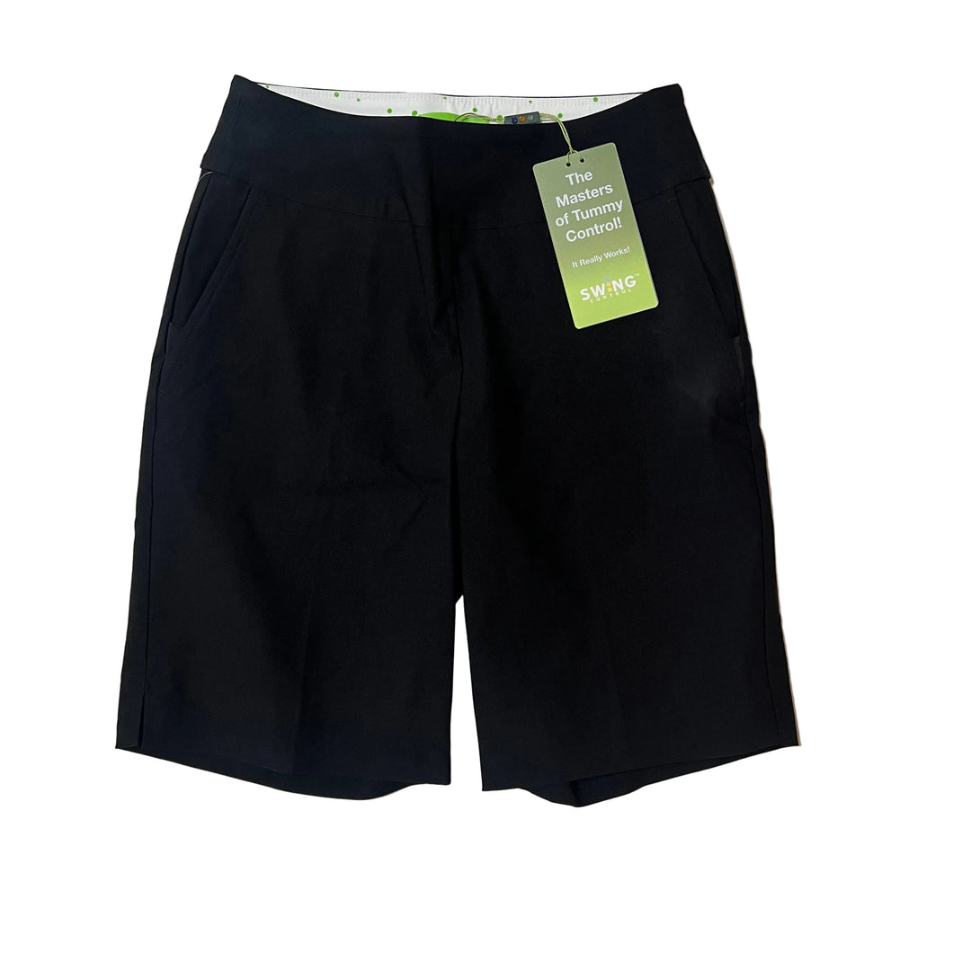 Swing Control Women’s Techno Stretch Printed Golf Short (10") - Black - 4 - Skorzie