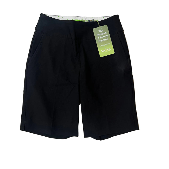 Swing Control Women’s Techno Stretch Printed Golf Short (10") - Black - 4 - Skorzie