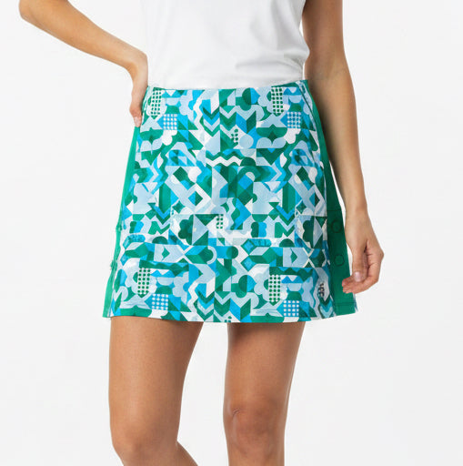 Original Penguin Women's Golf Skort Spliced Geo Emerald Size S