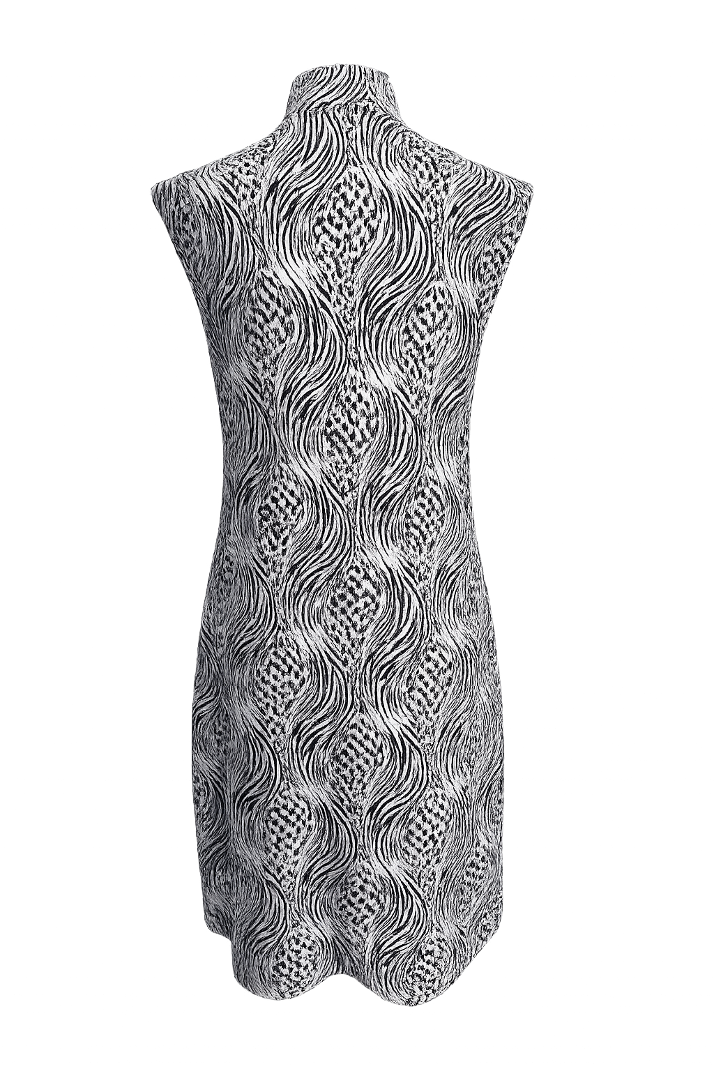 IBKUL Safari Sleeveless Zip Mock Dress - Black/White