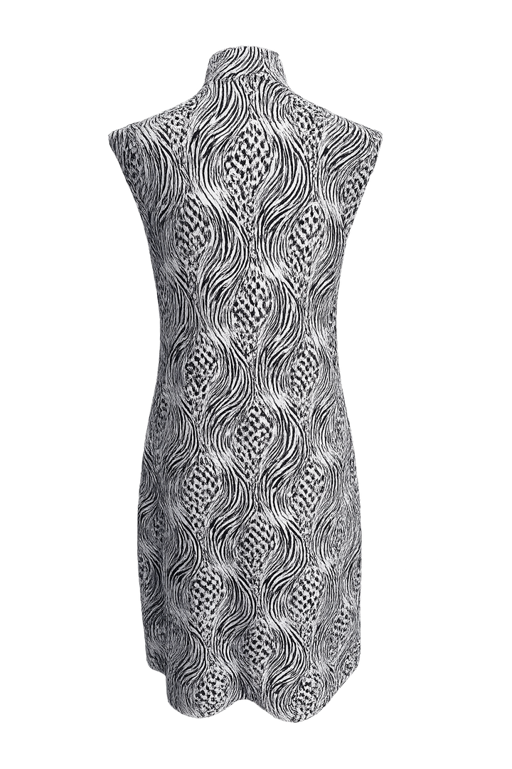 IBKUL Safari Sleeveless Zip Mock Dress - Black/White