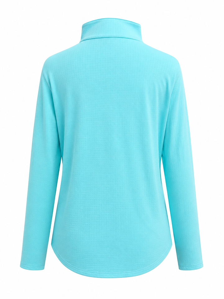 IBKUL Solid Long Sleeve Zip Mock - Seafoam