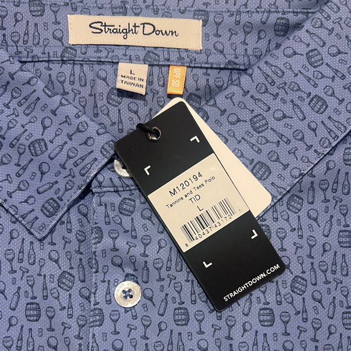 Straight Down Men's Golf Polo Tannins and Tees Tidal Size L