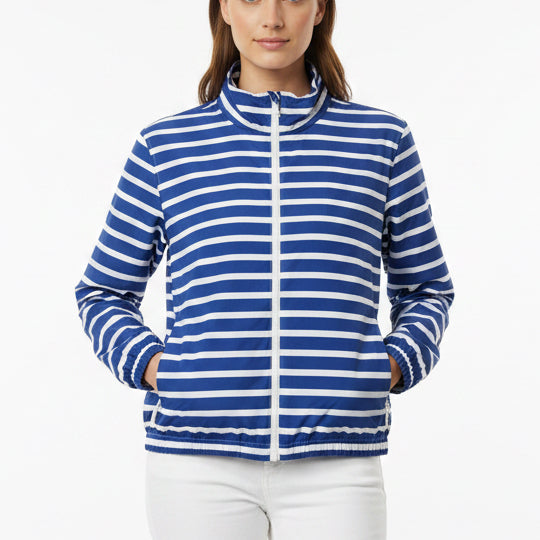 RLX Women's Golf Jacket Full Zip Blue/White Stripe Size L