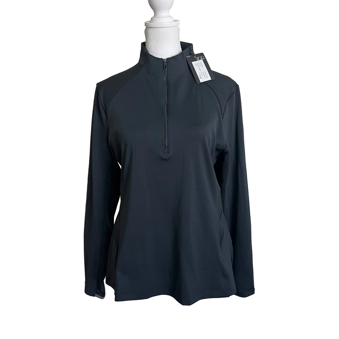 Dunning Golf Tina Performance Interlock Quarter Zip - Black - Medium - Skorzie