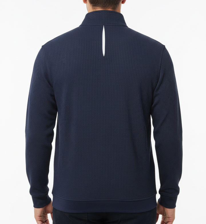 Straight Down Men's Golf Quarter Zip Optic New Indigo/White/Flag Red Size L