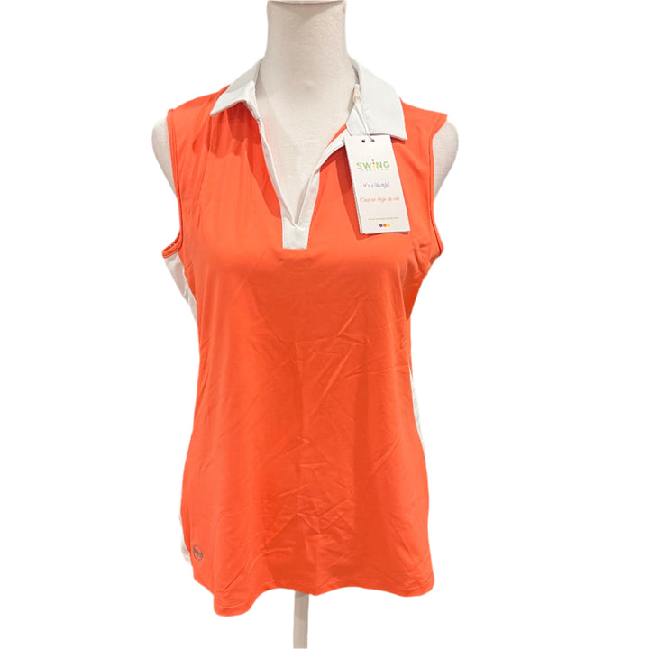 Swing Control Sleeveless Velocity Polo - Coral/White - Small - Skorzie