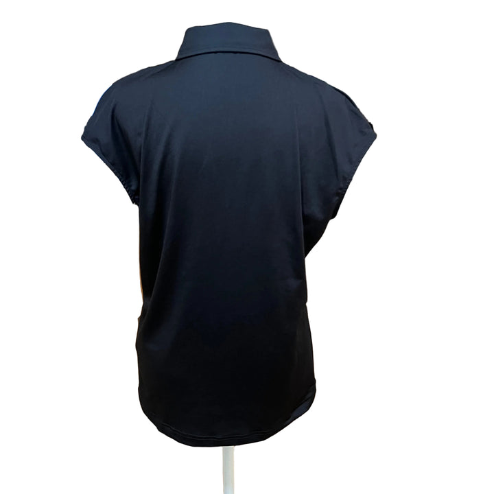 Daily Sports Rhinestone Cap Sleeve Polo - Black - Skorzie