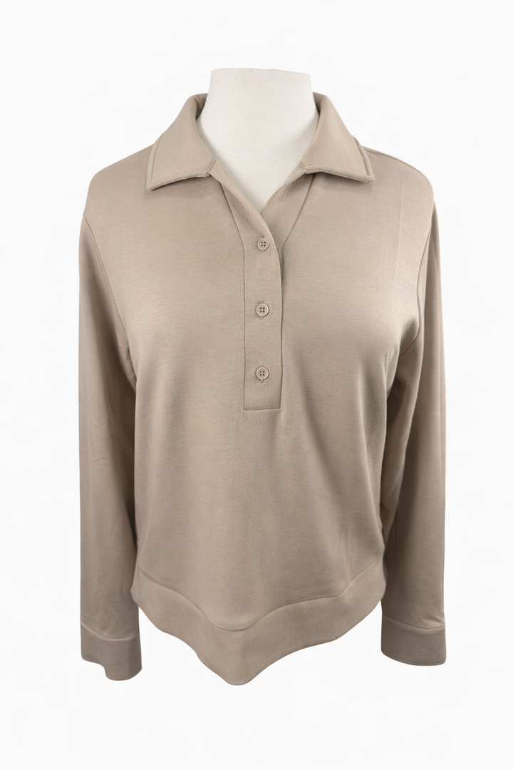 A. Putnam Women's Midweight Long Sleeve Polo - Cobblestone - X-Small - Skorzie