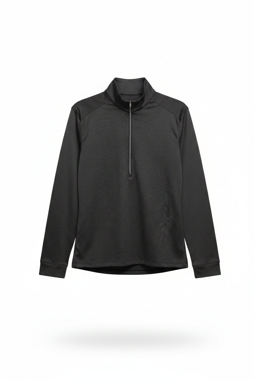 Greg Norman Womens Long Sleeve Pro Series Polo - Black/Grey Heather