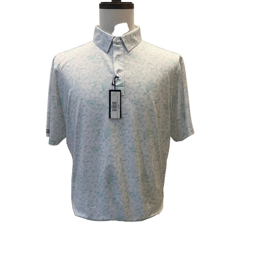 Straight Down Palm Polo (w/ logo) - Blue/Green - Skorzie