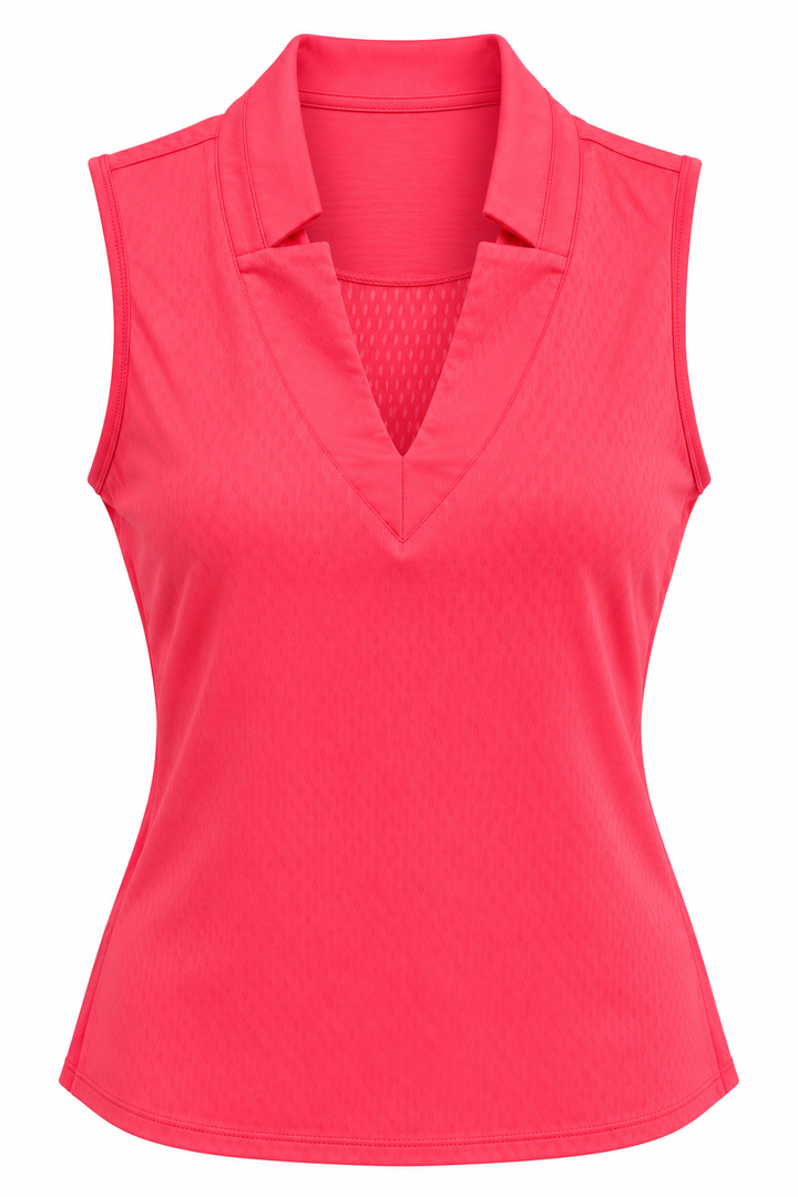 Lucky in Love Womens Chi Chi Sleeveless V-Neck Top - Punch