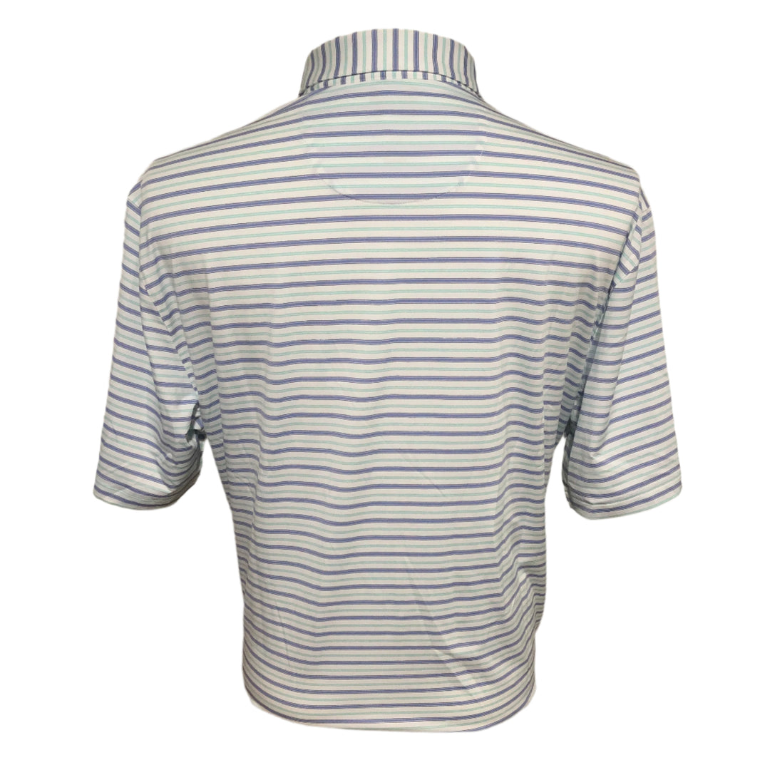 Greg Norman ML75 Stretch Days Off Stripe Polo - White/Blue Storm - Large - Skorzie