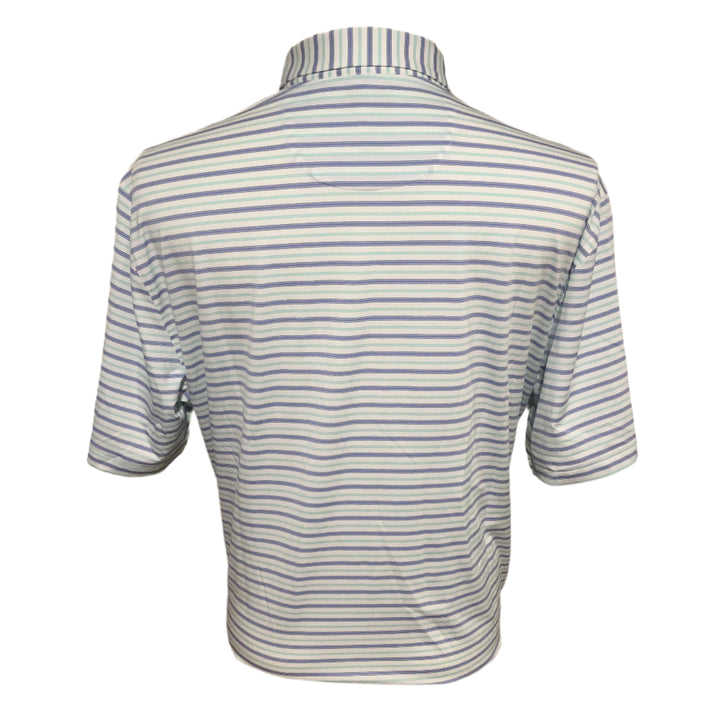 Greg Norman ML75 Stretch Days Off Stripe Polo - White/Blue Storm - Large - Skorzie