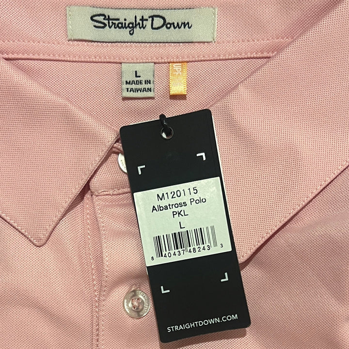 Straight Down Men's Golf Polo Albatross Pink Lemonade Size L