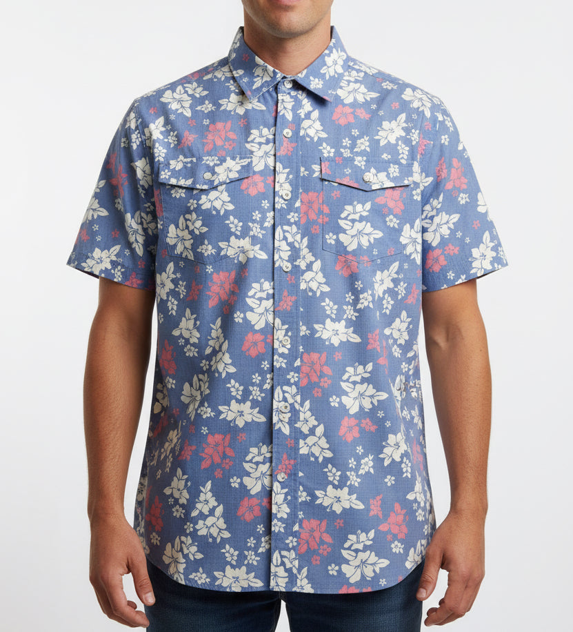 Straight Down Men's Shirt Paniolo Woven Tidal Size L