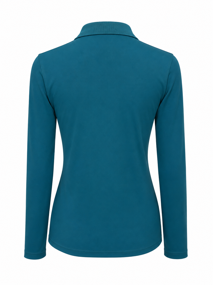 G/FORE Icon Embroidered Tech Pique Long Sleeve Polo - Teal - Small
