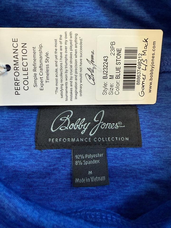 Bobby Jones Garner Long Sleeve Mock Neck Top - Blue Stone - Medium