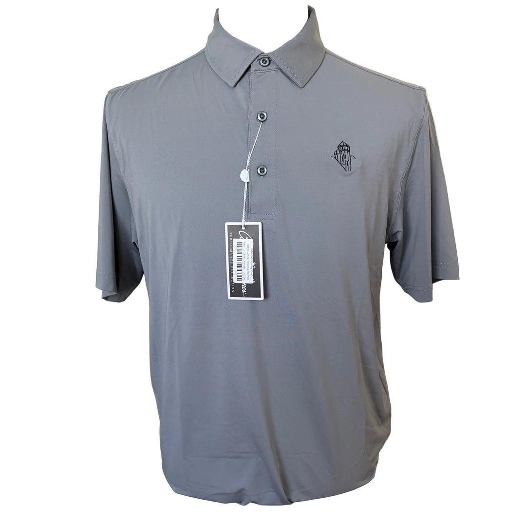 Bobby Jones Performance Jersey Solid Polo (w/ logo) - Graphite - Medium - Skorzie