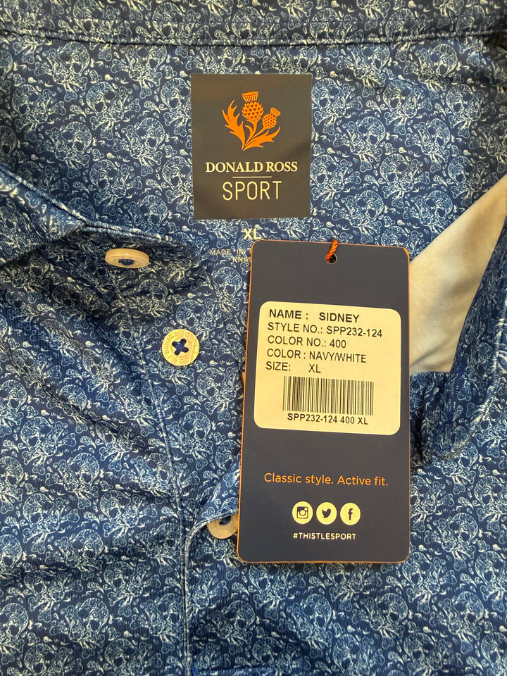 Donald Ross Men's Skull Sidney Polo (w/ logo) - Blue - XL