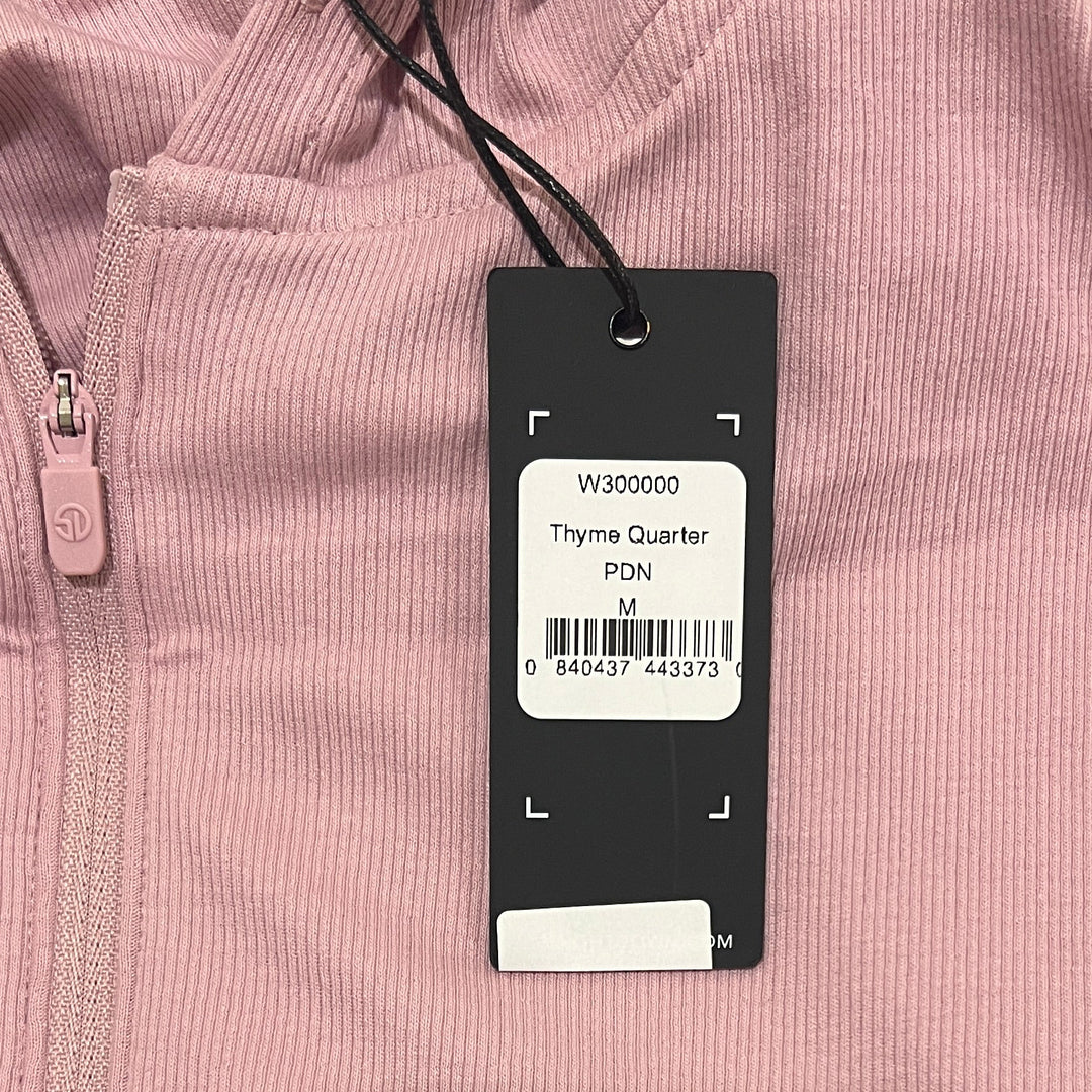 Straight Down Women's Quarter Zip Thyme Hoodie Pink Dawn Size M