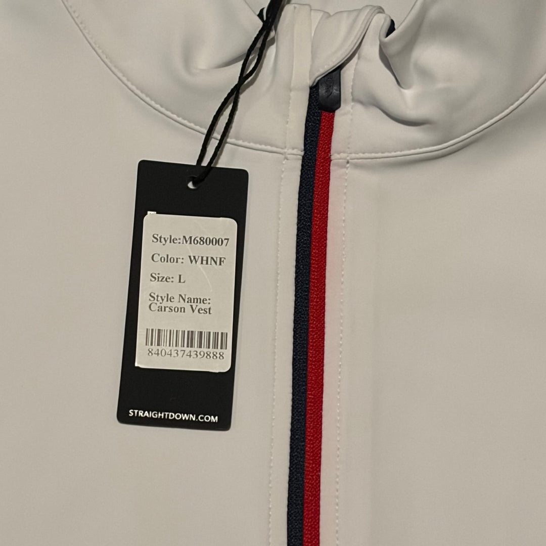 Straight Down Men's Golf Vest Carson White/New Indigo/Flag Red Size L
