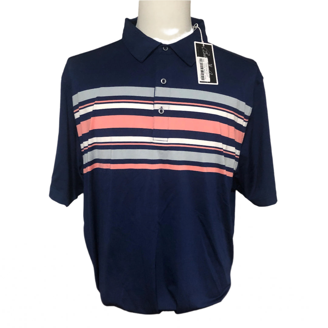 Bobby Jones Jersey Stripe Polo (w/ logo) - Summer Navy - XX-Large - Skorzie