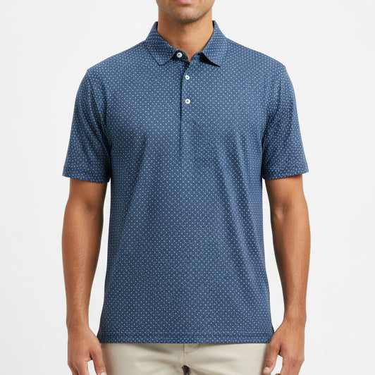 Straight Down Men's Golf Polo Casino Blue Shade Size L