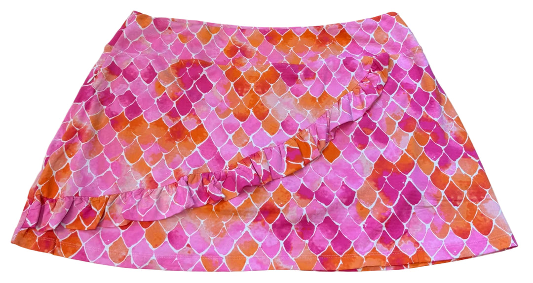 IBKUL Mermaid Ruffle Wrap Skort (17") - Pink/Orange - XXL - Skorzie