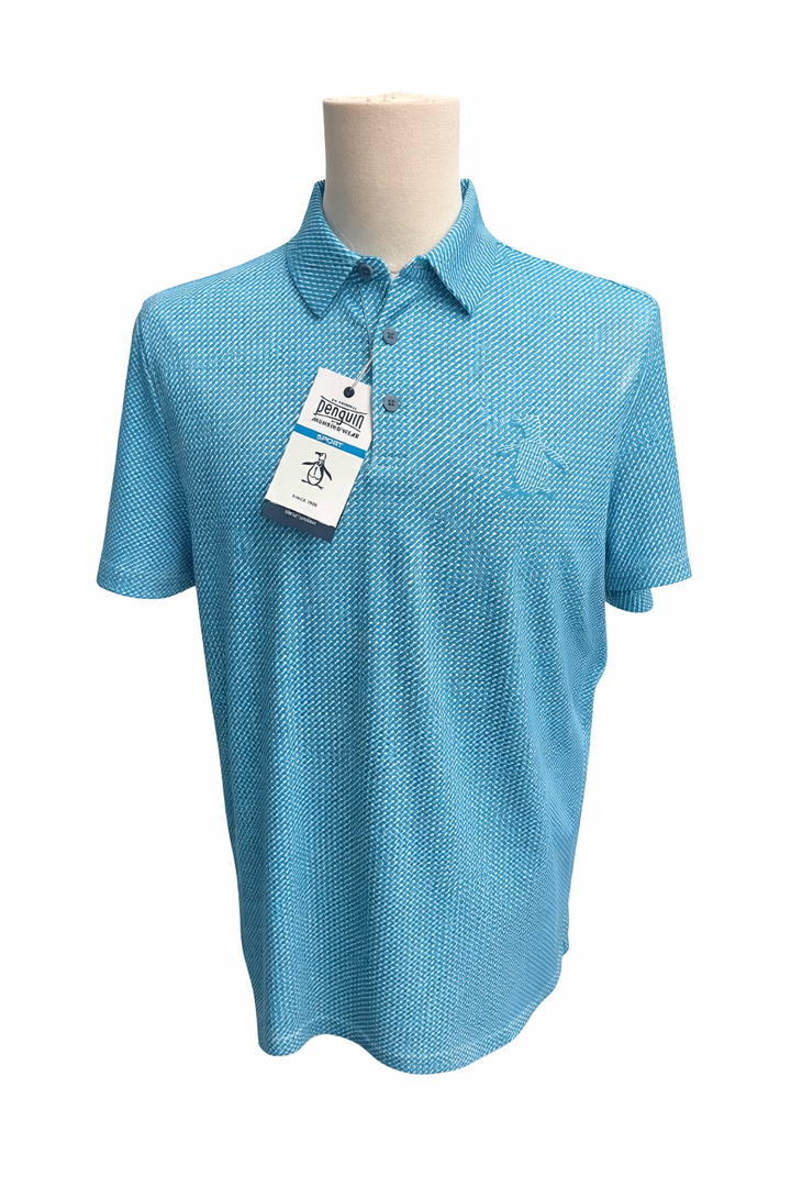 Penguin 3D Pete Tee Golf Polo - Carribbean Sea - Medium - Skorzie