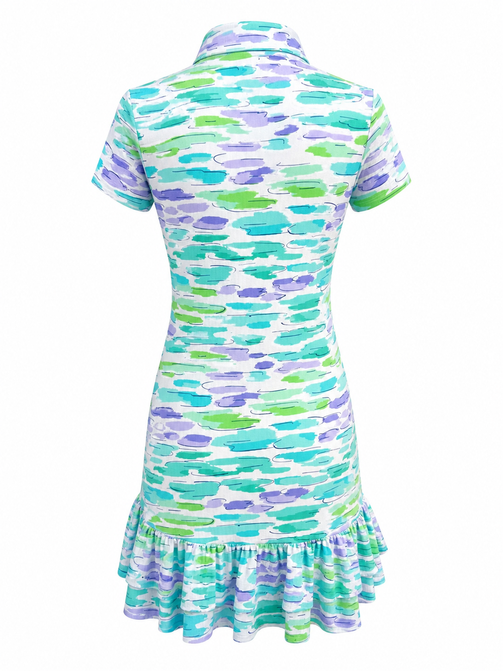 IBKUL Short Sleeve Watercolor Ruffle Dress - Small - Skorzie