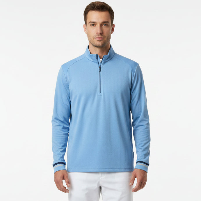 Original Penguin Men's Tennis Quarter Zip Chevron Blissful Blue Size L