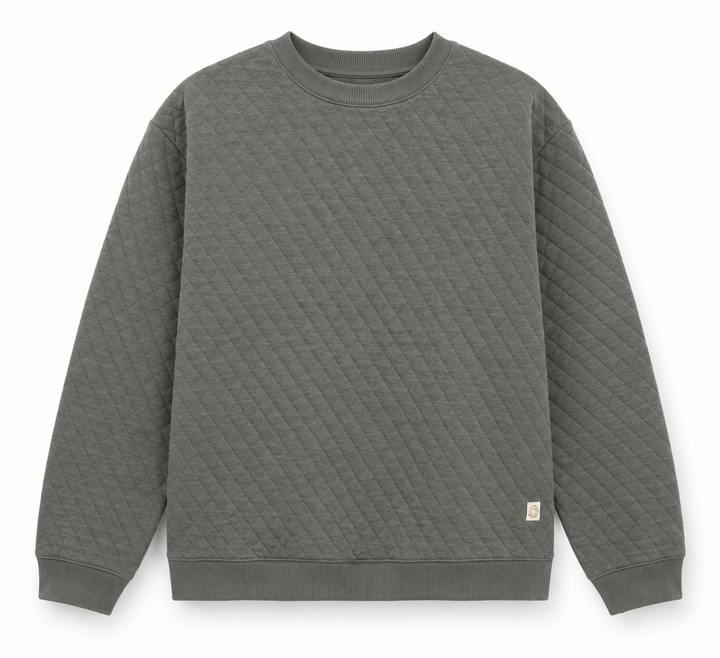 Marine Layer Corbet Quilted Crewneck - Dusty Pine