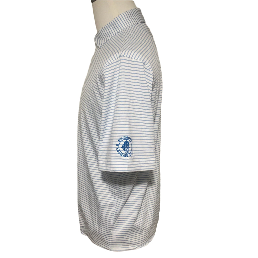 Johnnie-O Polo (w/ logo) - White/Blue Stripe - Medium - Skorzie