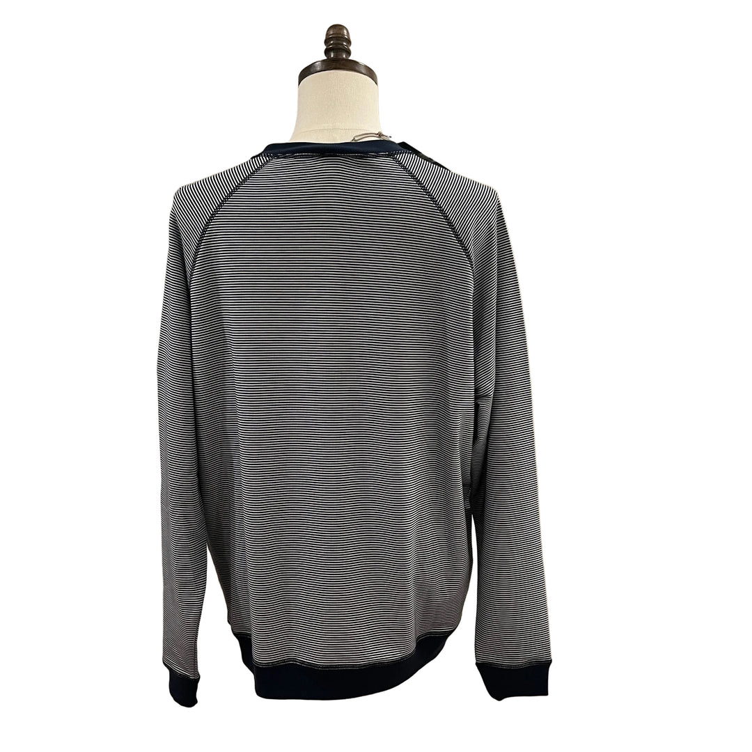 FootJoy French Terry Feeder Stripe Crewneck (w/logo) - Navy/White - Skorzie