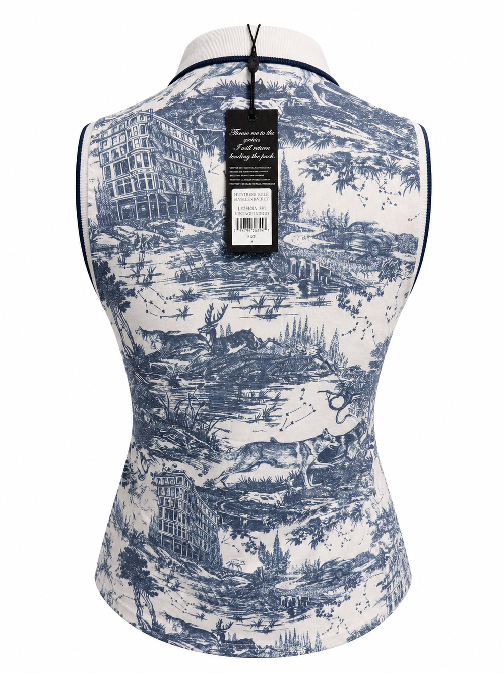 Greyson Huntress Toile Sleeveless Polo - Vintage Indigo - Small - Skorzie