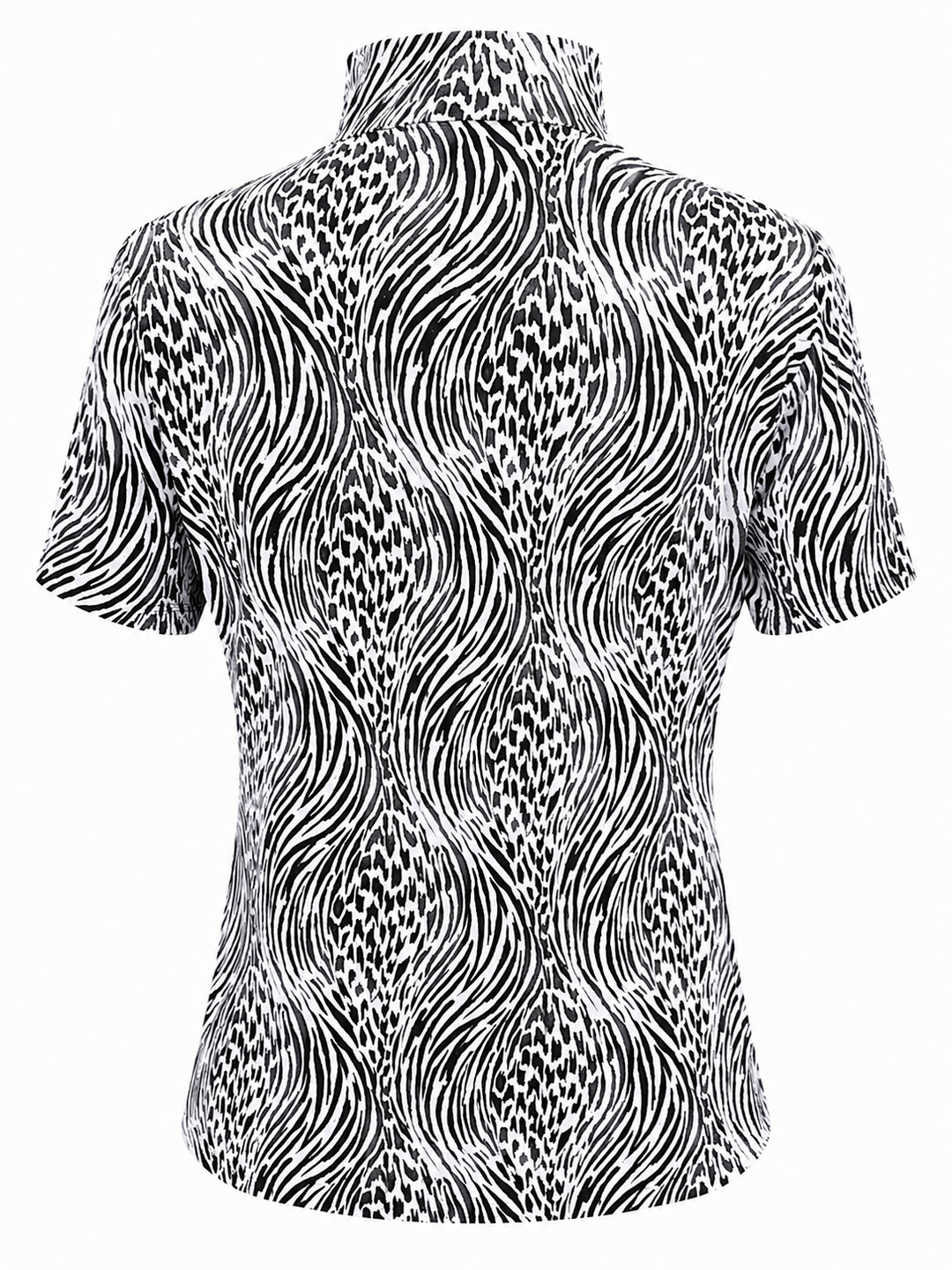 IBKUL Alena Short Sleeve Zip Mock - Black/White
