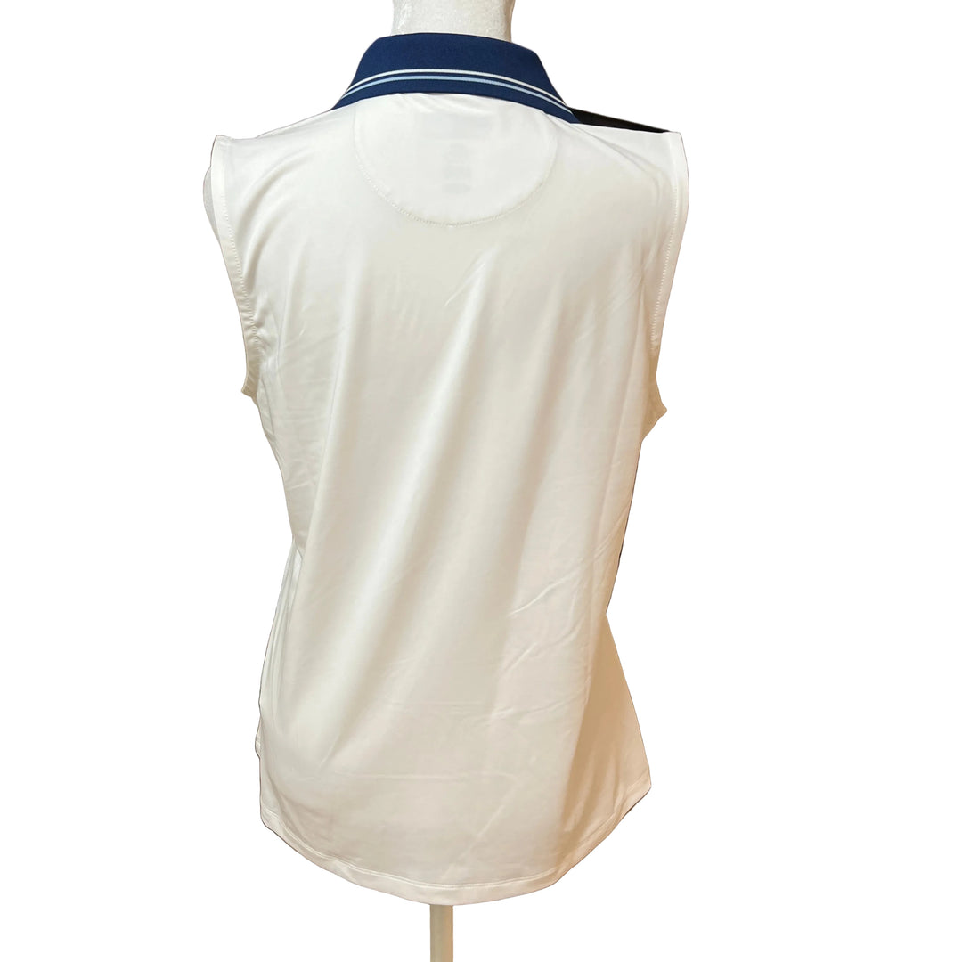 Greg Norman Rally Tipped Sleeveless Polo - White - Medium - Skorzie