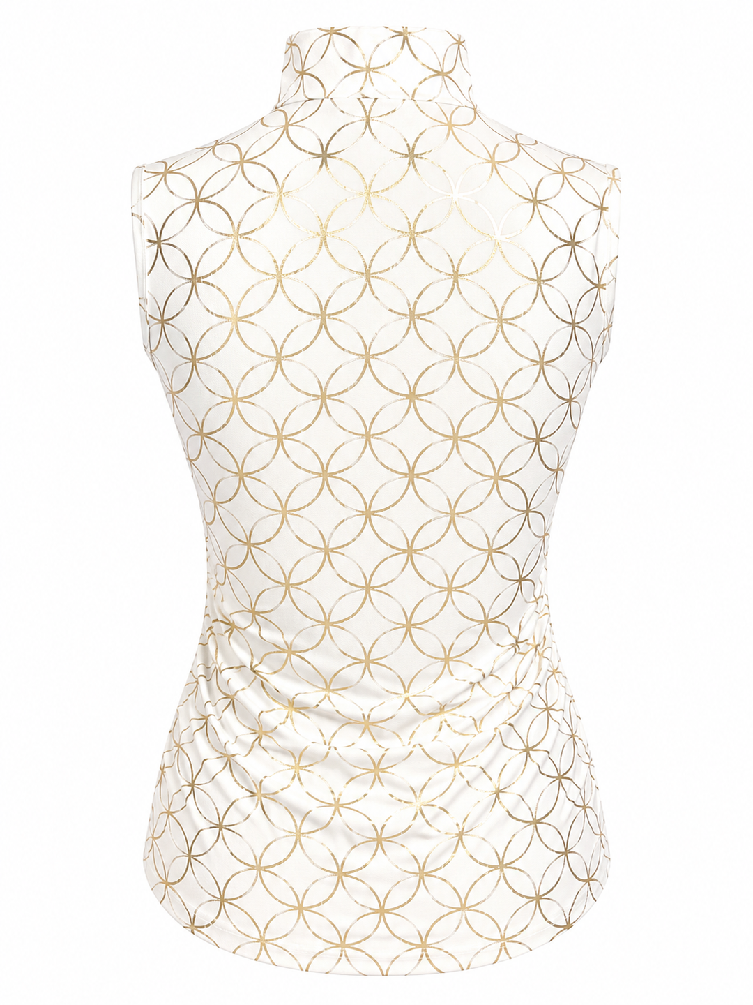 SanSoleil SolShine Sleeveless Print Mock - White and Gold - Small