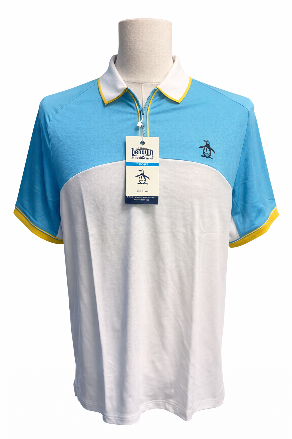 Penguin Blue Grotto Quarter Zip Polo - Medium - Skorzie