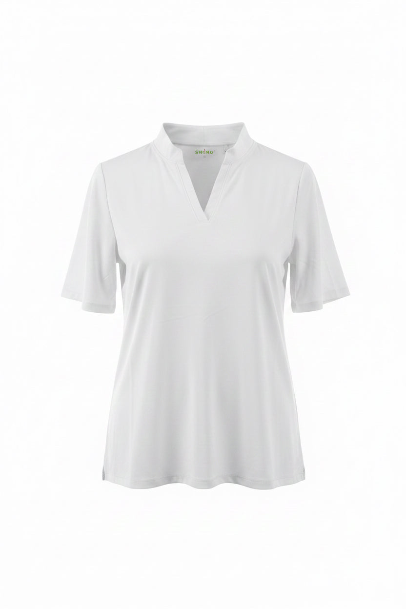 Swing Control Solid S/S V-Neck Velocity Polo - White - Small - Skorzie
